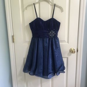 B Darlin Strapless Blue Dress